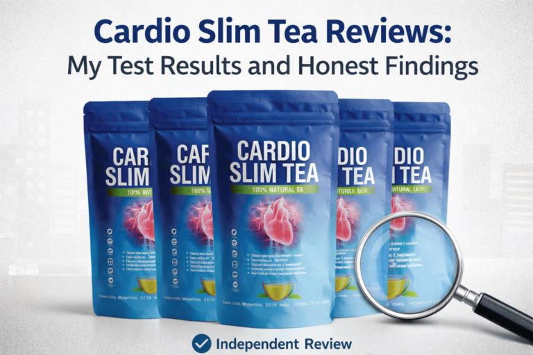 Cardio Slim Tea review 2026 featured image showing product packaging with independent test results and honest findings