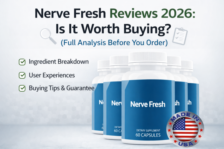 Nerve Fresh Reviews 2026 featured image showing supplement bottles with ingredient breakdown and buying guide analysis