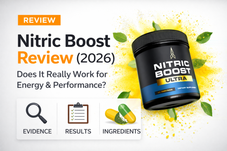 Nitric Boost Ultra supplement featured in a 2026 review analyzing energy and performance claims