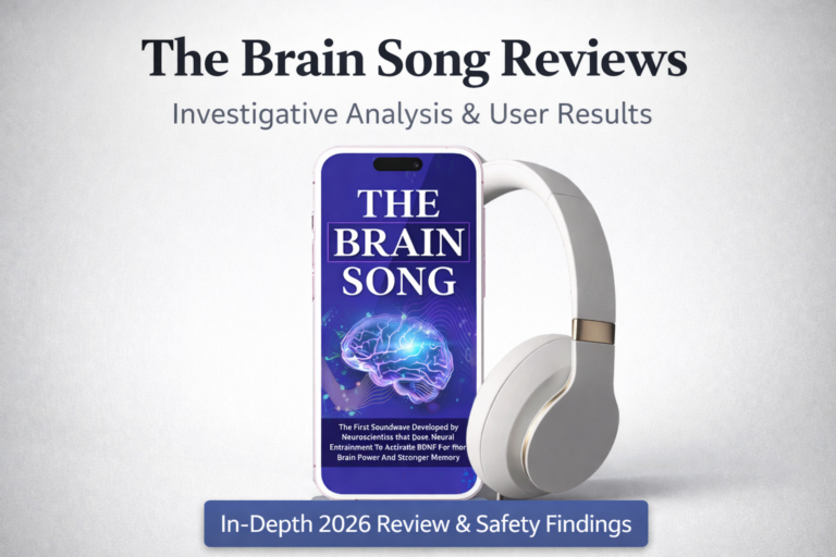 The Brain Song Reviews 2026 featured image showing smartphone with gamma brain audio program and headphones for focus and memory improvement